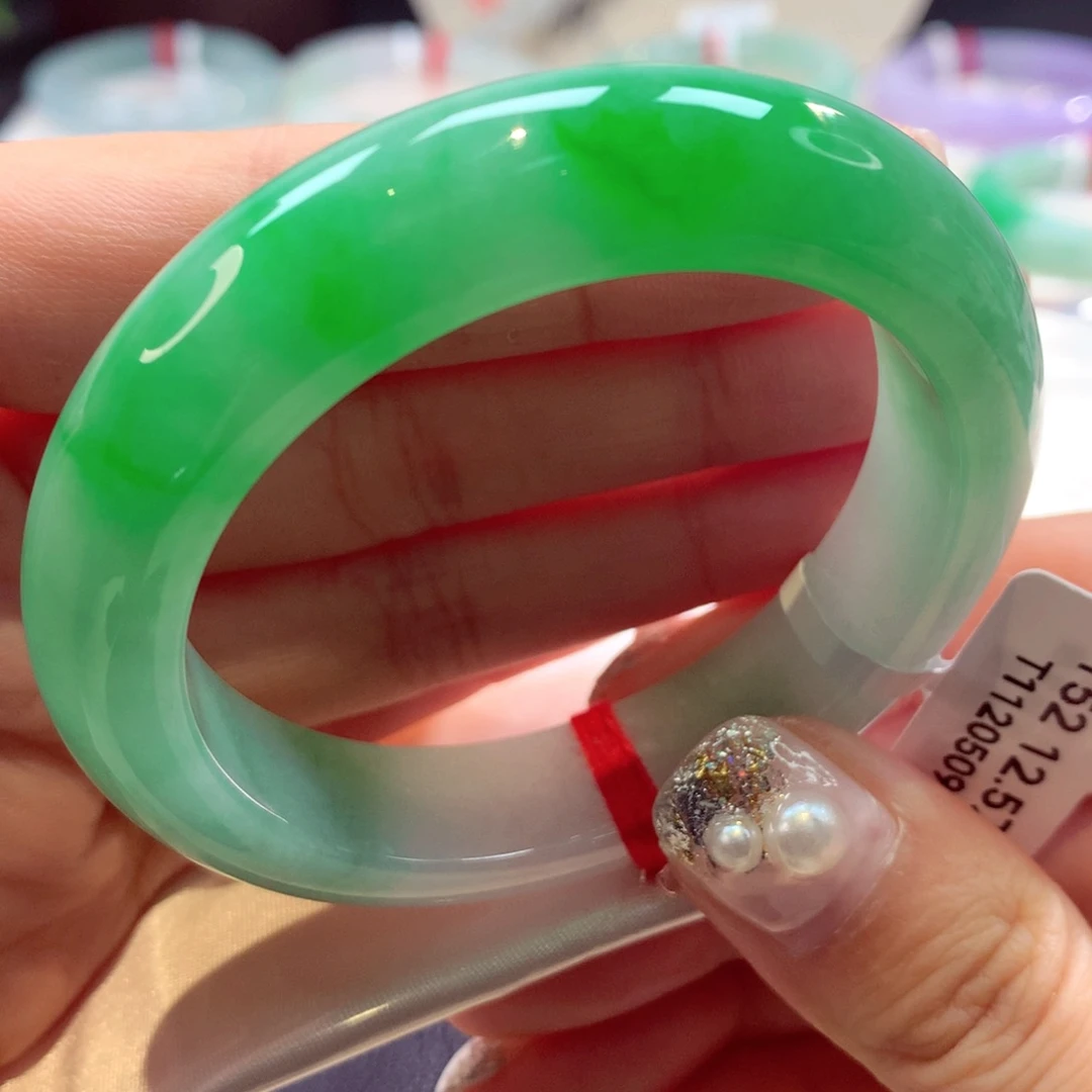 未镶嵌手镯翡翠辣阳绿上新22号正圈77