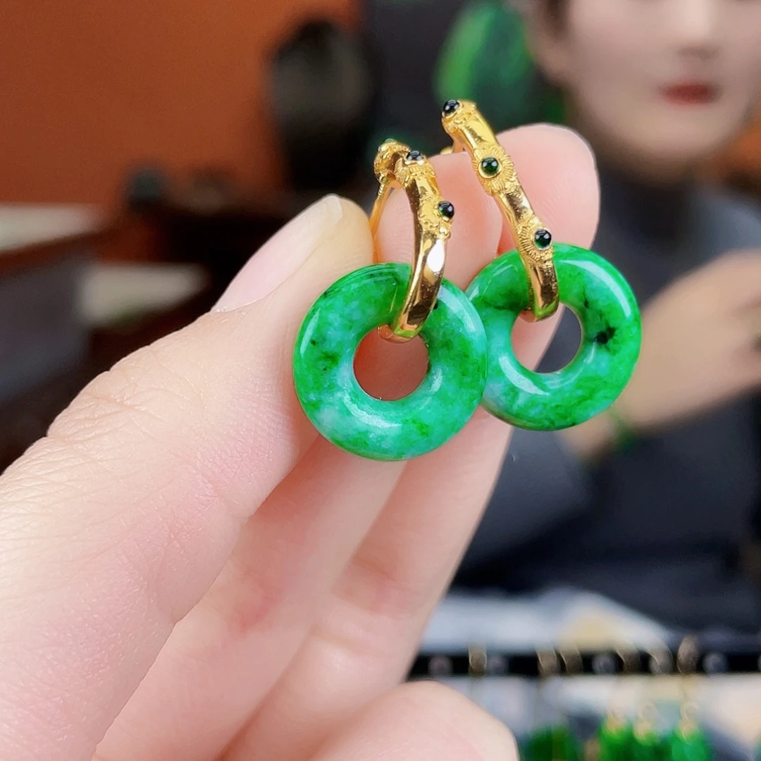 翡翠银S925镶嵌耳饰