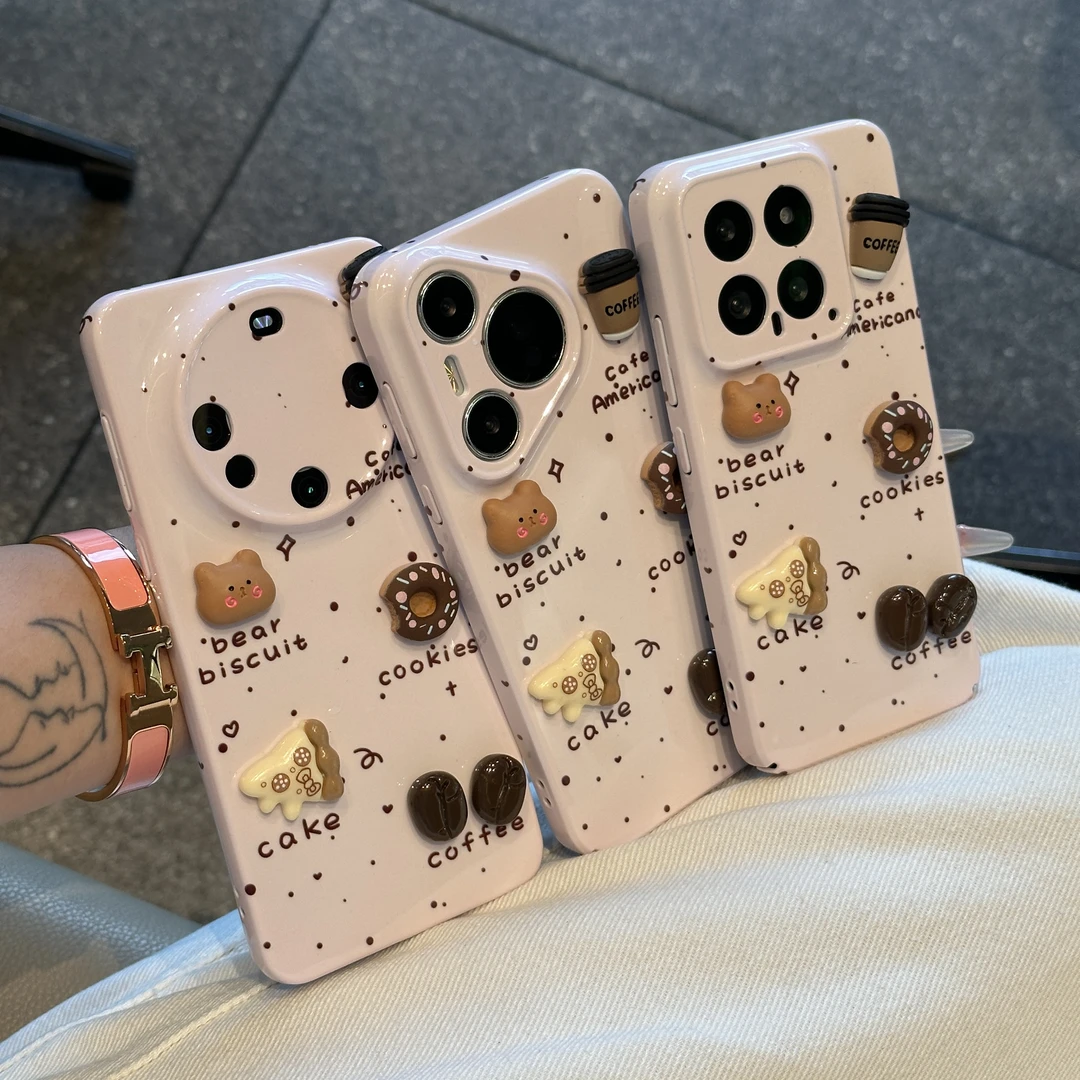 Lucky立体英文咖啡豆适用苹果16菲林15手机壳华为vivo小米14oppo