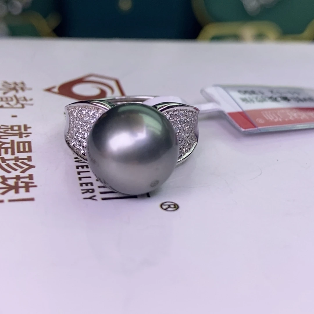 银S925镶嵌戒指海水珍珠