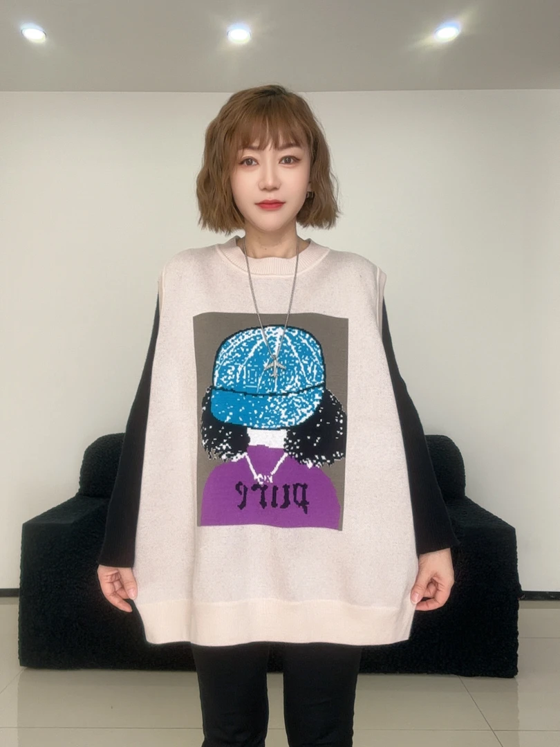 [MJ208]厚款常规女欧美风保暖春秋冬马夹秋冬卡通韩版慵懒风