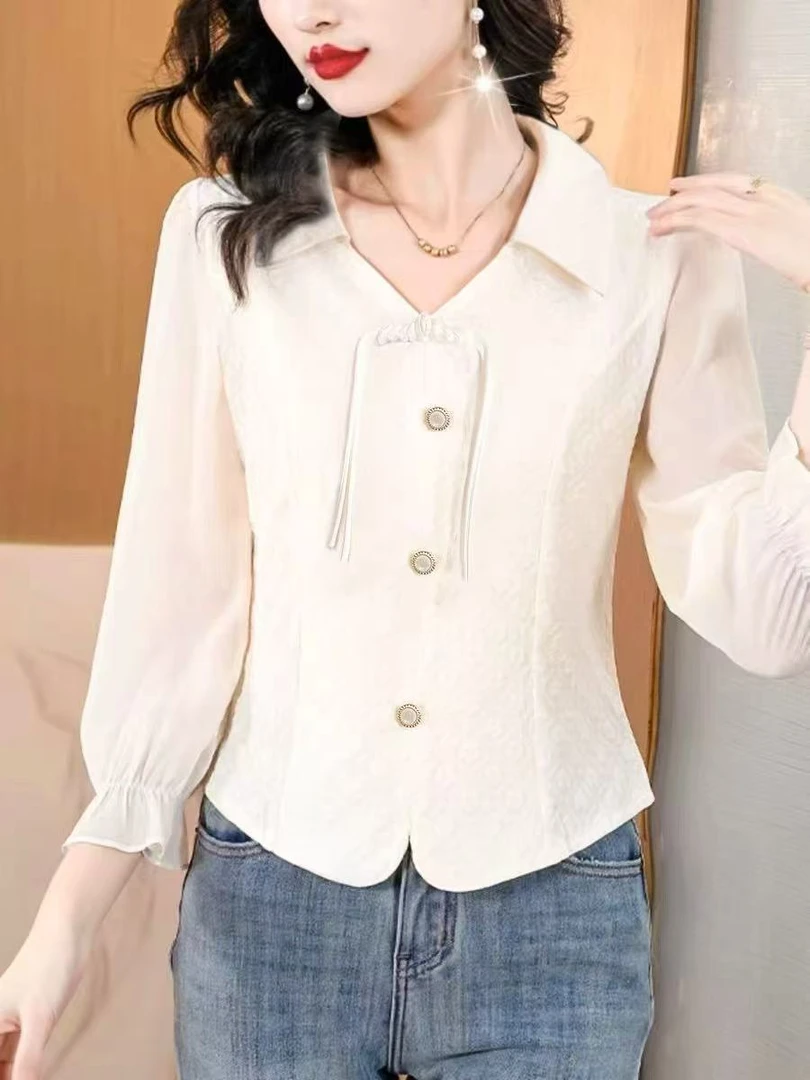 【素境】9901春衣长55季2025新款独特漂亮长袖国风盘扣气质小衫