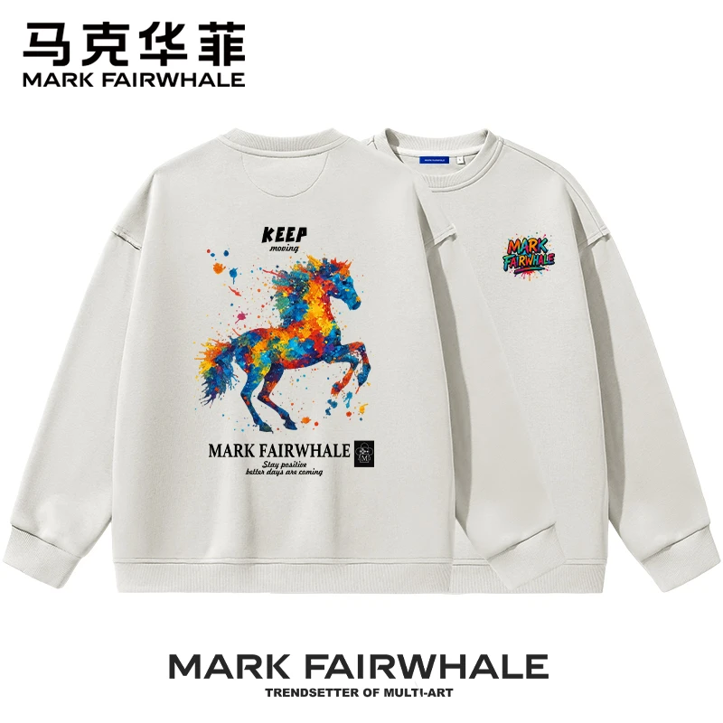 马克华菲冬季男士卫衣2025新款宽松休闲国潮牌彩绘高级感套头体恤