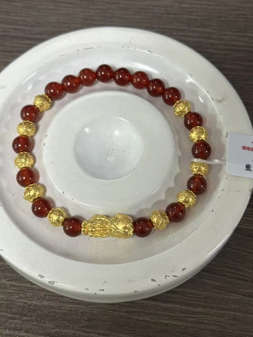 【足金999】卡6钱币貔貅+10颗六字箴言转运珠