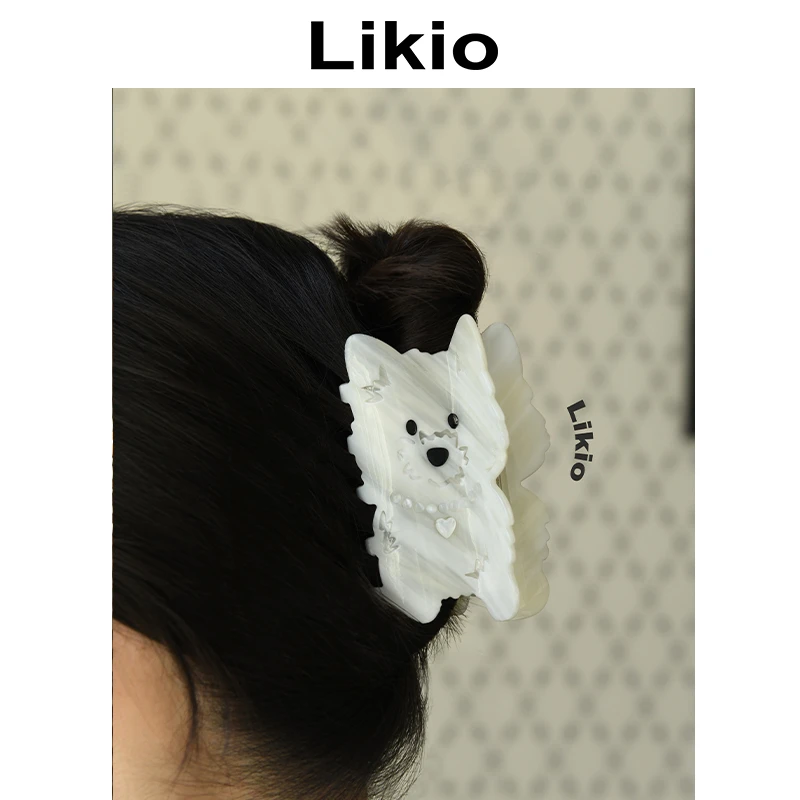 Likio 原创设计 奶油小狗珍宝立体发抓 抓夹发夹子发卡鲨鱼夹头饰