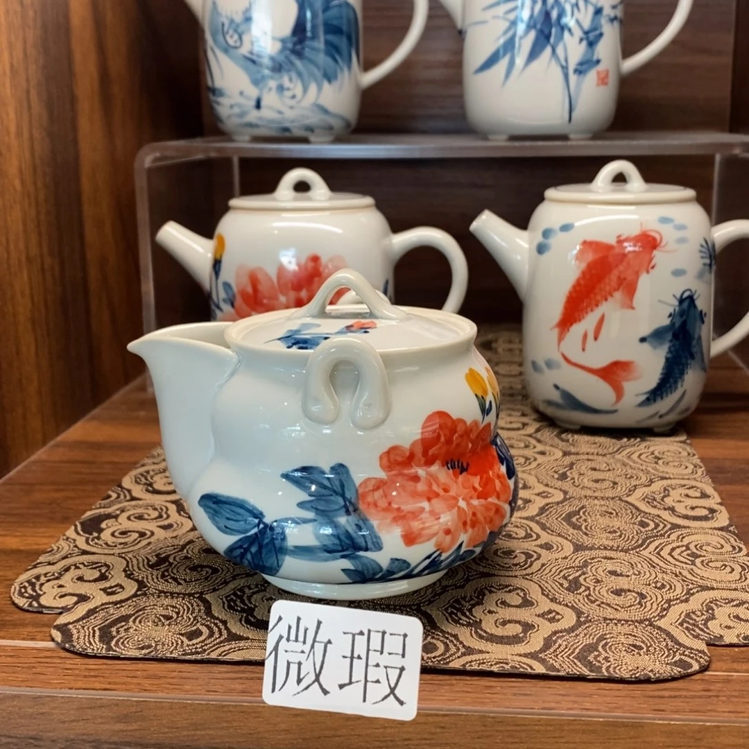 釉下彩老陶泥手工绘制