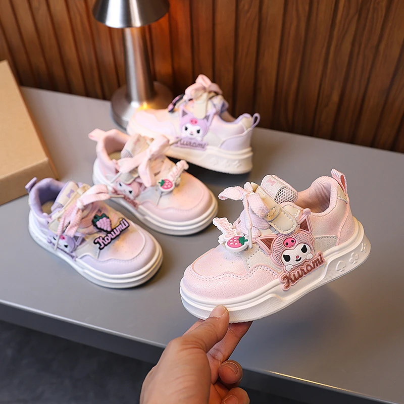 库洛米运动鞋2025春秋新款软底运动透气儿童板鞋女孩子百搭跑步鞋