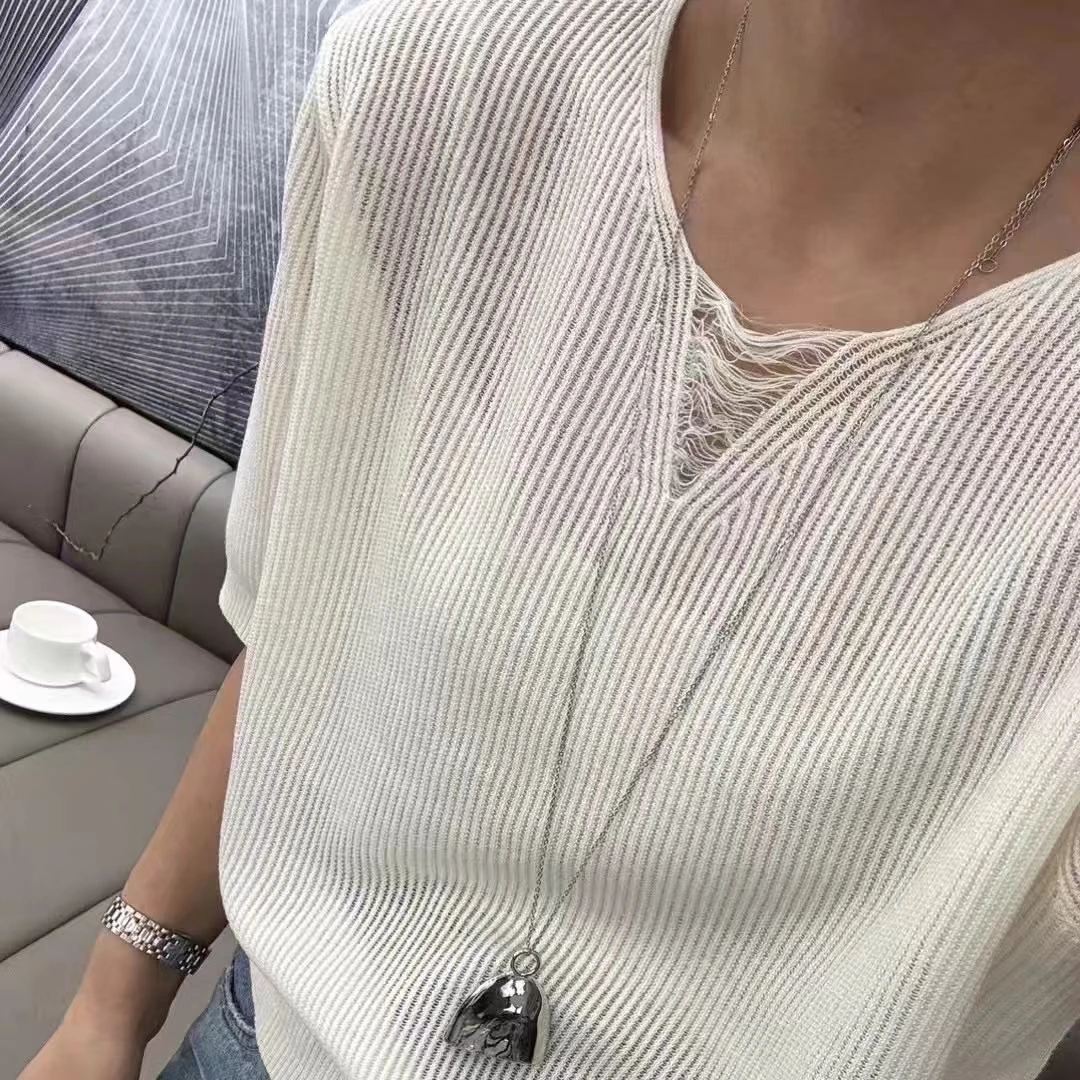 夏季新款圆领薄款莱赛尔针织衫短袖显瘦简约半袖天丝半袖打底衫女