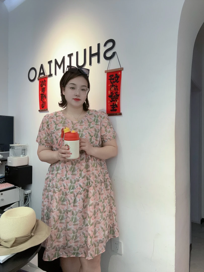 水淼2025/新款女士连衣裙0414显瘦长裙气质时尚甜美收腰夏季