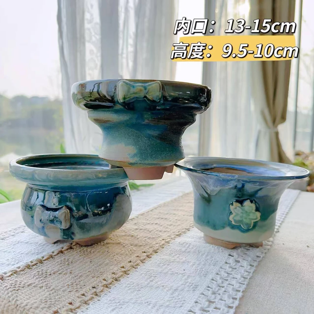 W803景德镇精工贴花大拼盘内口12/15厘米手工制盆时尚品质