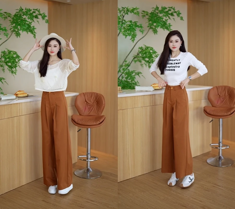 【原创设计】2025秋季新款休闲女小个子时尚慵懒风简约韩系阔腿裤