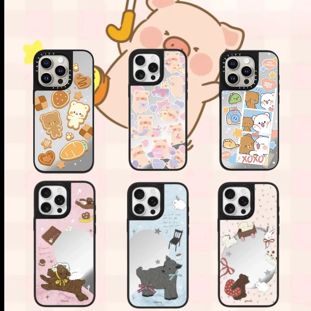 【lulu猪 Rorie系列】镜面适用于iPhone16promax全包手机壳可爱卡通