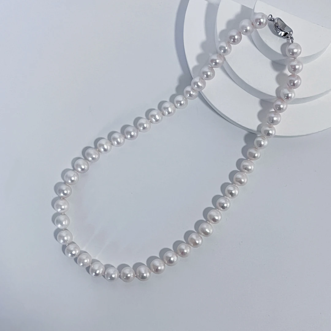 【大无核】 X0064 9-10mm天然淡水无核珍珠项链气质强光经典