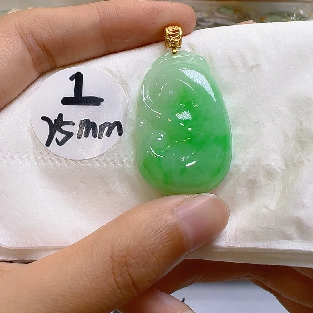 翡翠18K金镶嵌吊坠(不含链)翡翠