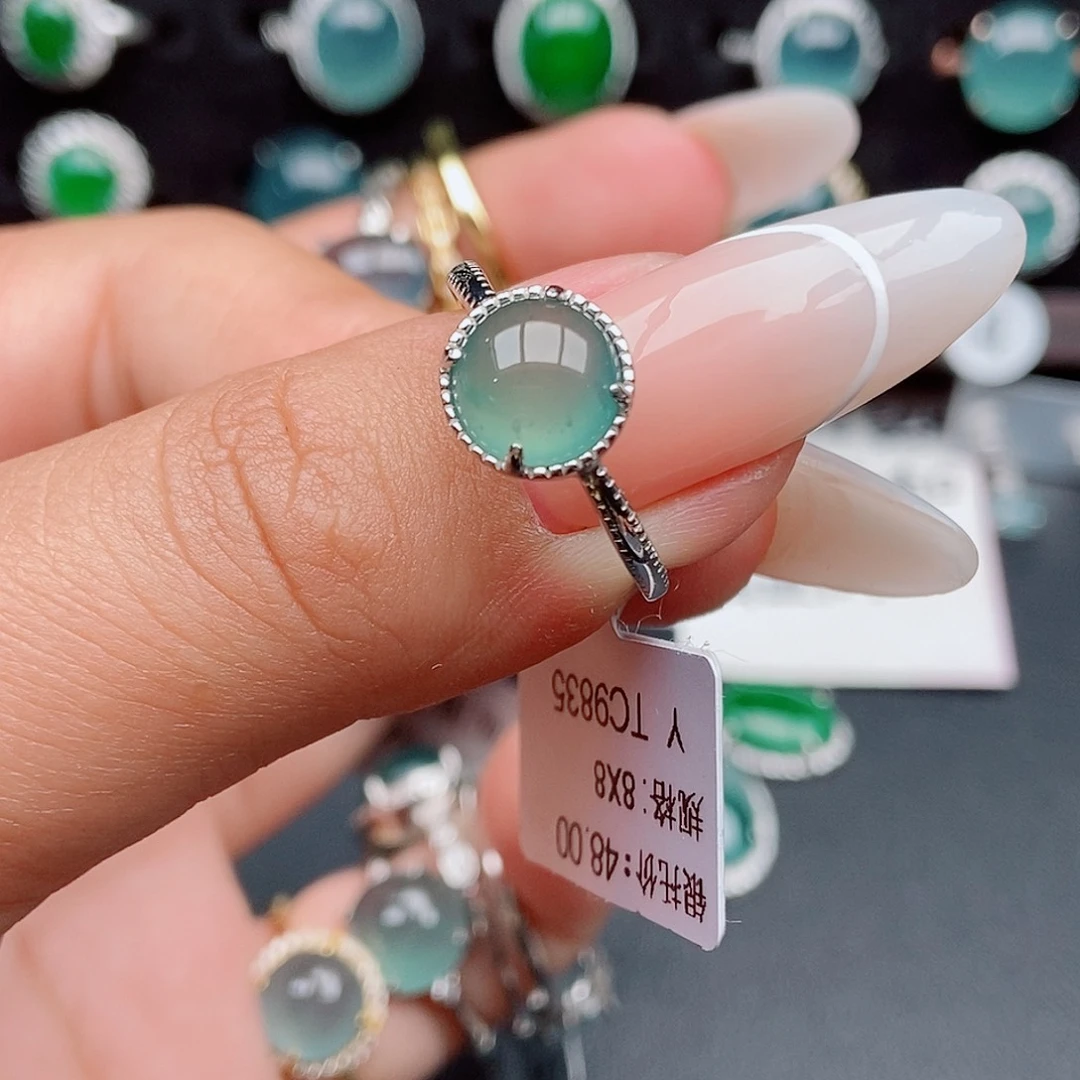 翡翠戒指银S925镶嵌58774