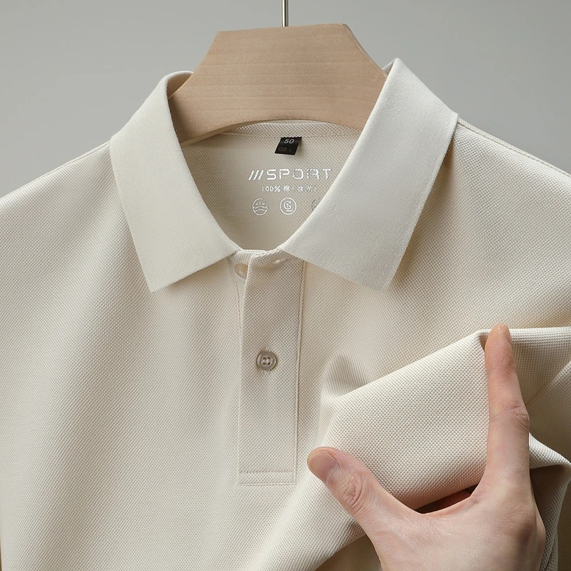 BOY NORMAN100%丝光棉高级感翻领短袖T恤男士夏季POLO衫宽松polo