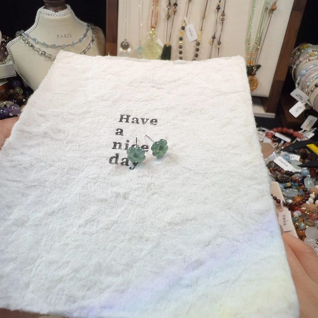 水晶手链未镶嵌蓝水小花耳钉925