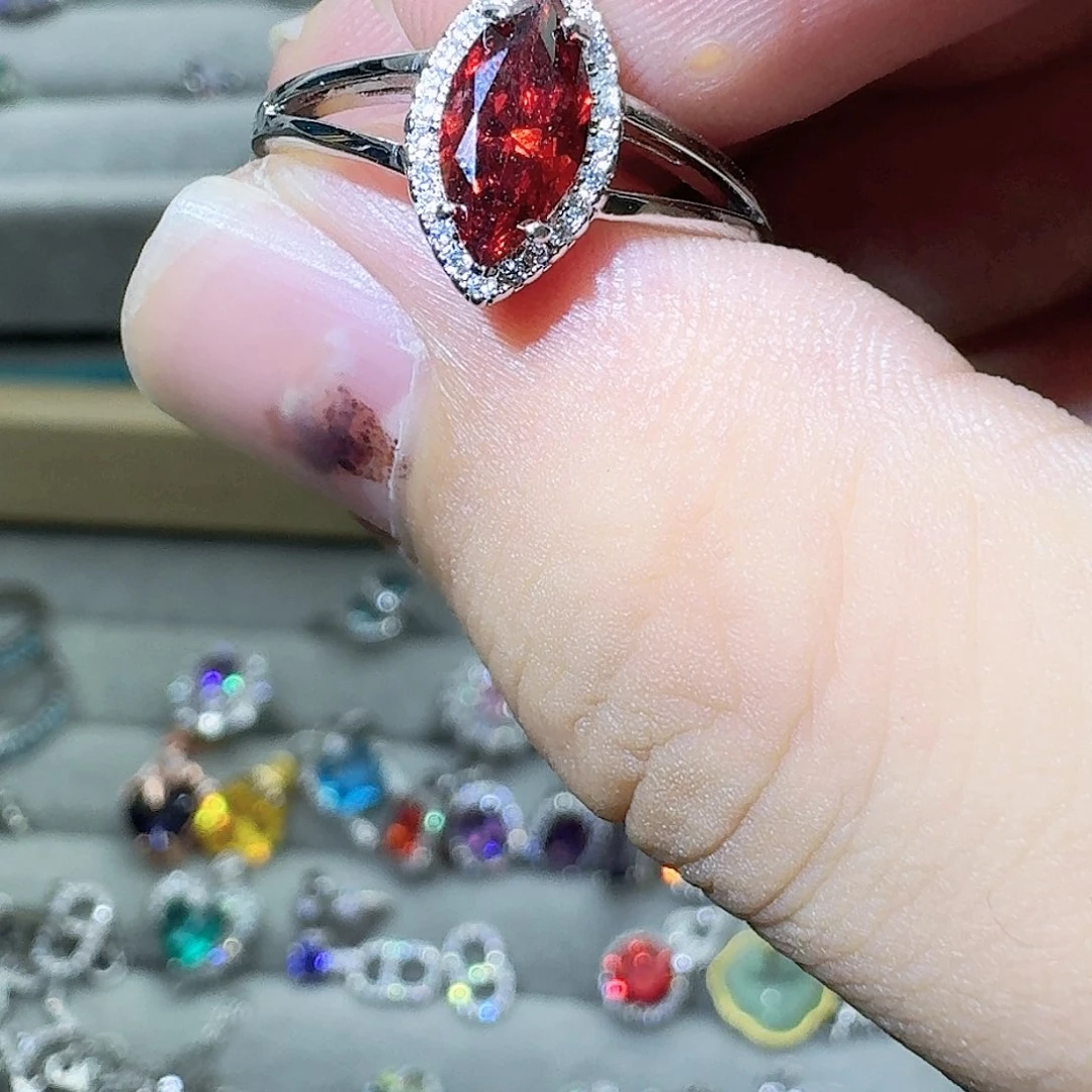 托帕石戒指银S925镶嵌