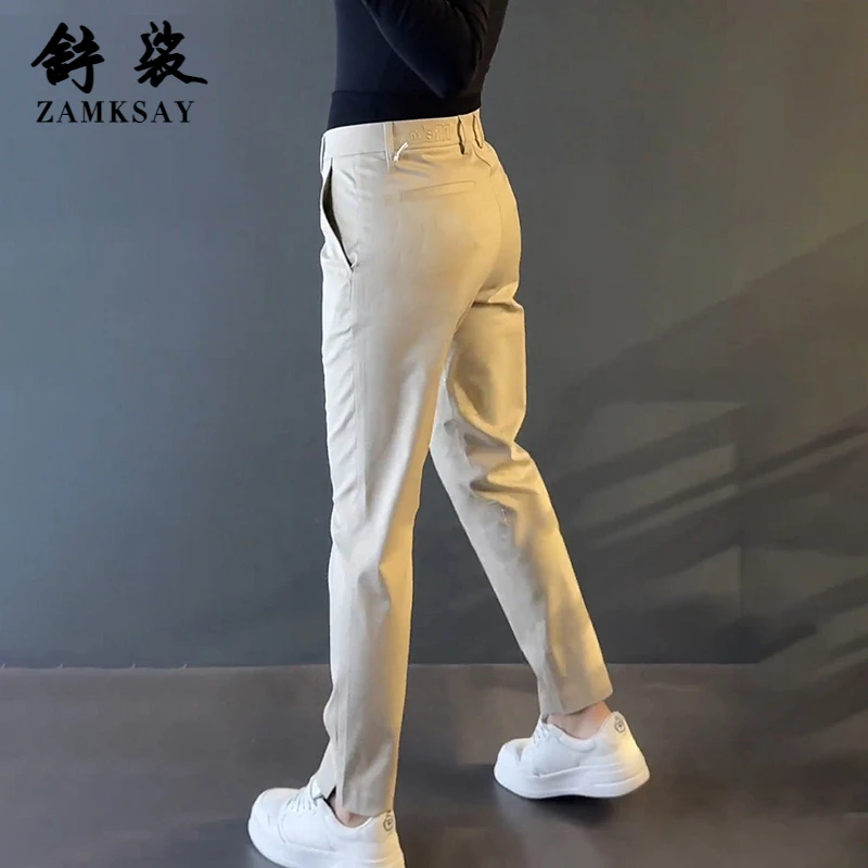 轻商务秋季新款潮牌男士休闲裤微修身纯色时尚新款高级感直筒长裤