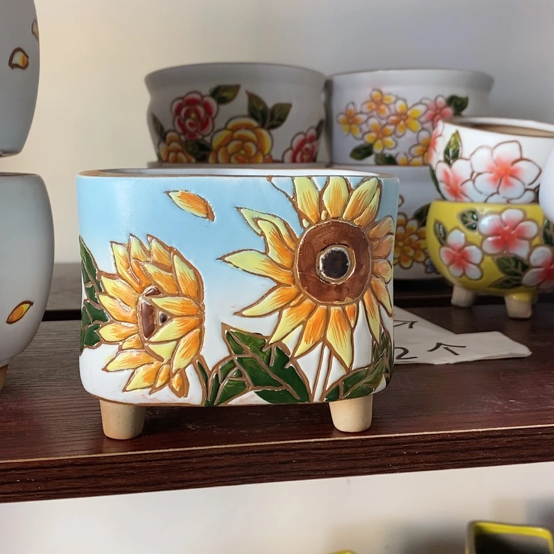 红陶韩式多肉植物花盆