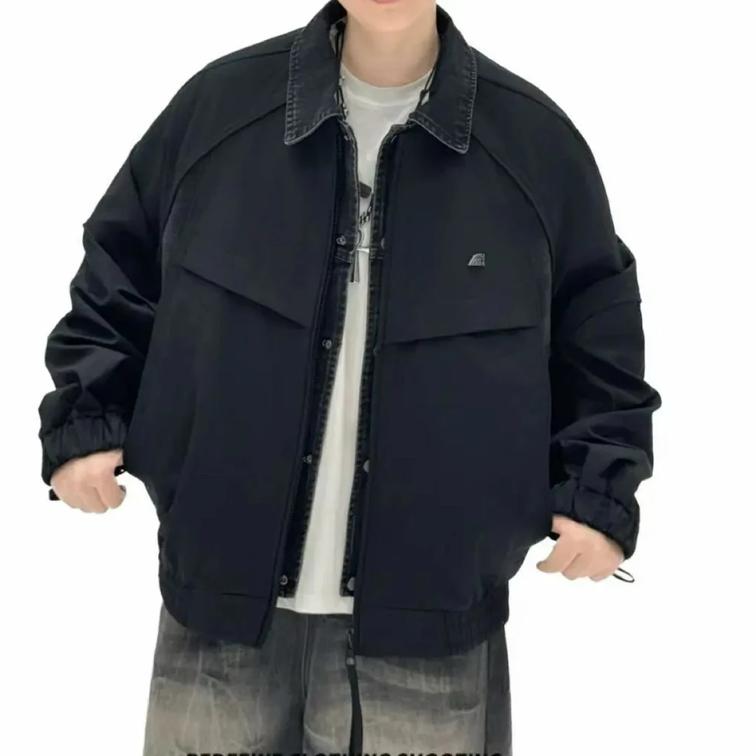 新款牛仔拼接假两件羽绒夹克外套男G1239