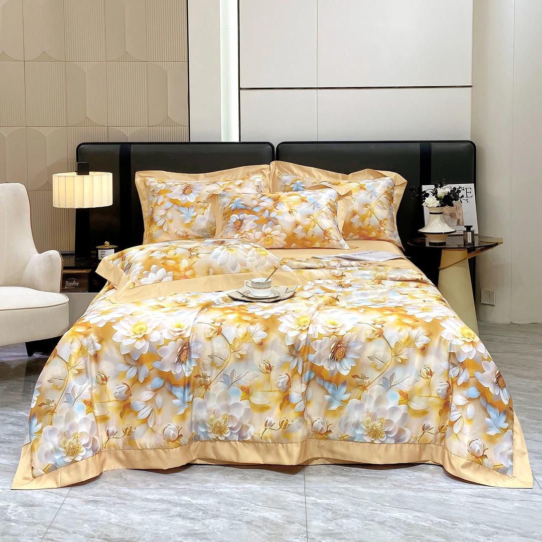 2025夏季新款印花凉感轻奢舒适水洗冰丝夏被四件套M