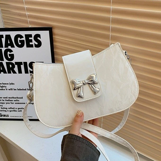 25春夏季百搭ins风格蝴蝶结女包单肩斜挎女包