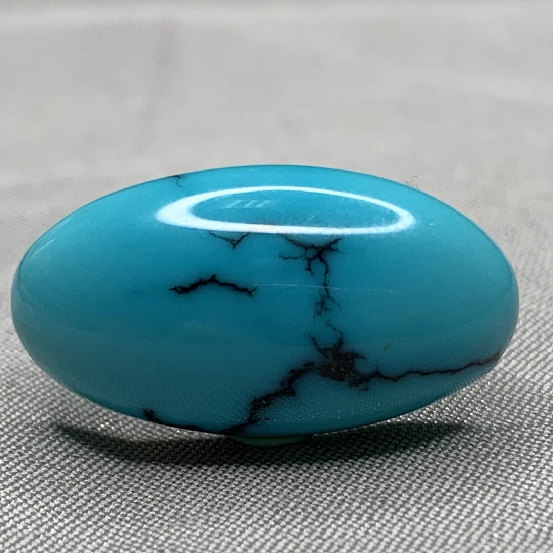 原矿高瓷蓝玉化料绿松石戒面，尺寸13x24.3x7mm重3.7克