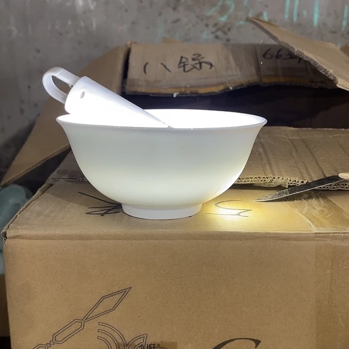 瓷片高白泥六英寸正德面碗四个，微瑕包邮