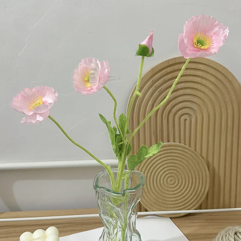 逼真虞美人仿真花客厅装饰插花轻奢大气高档花瓶高级感道具绢花