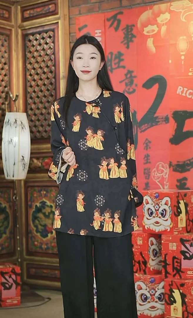 福娃（再见时光）国风重工中袖复古上衣