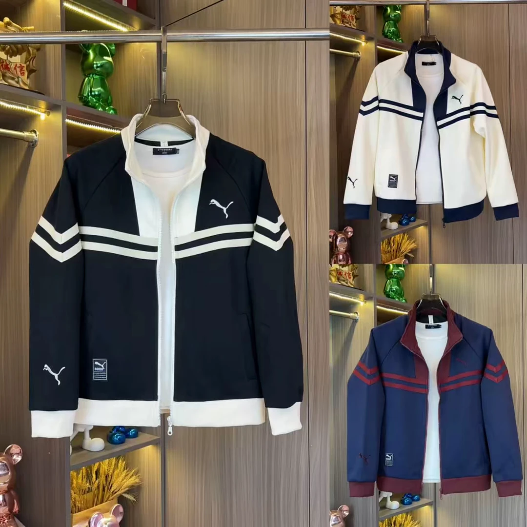 春季新款百搭拼接针织男士夹克外套