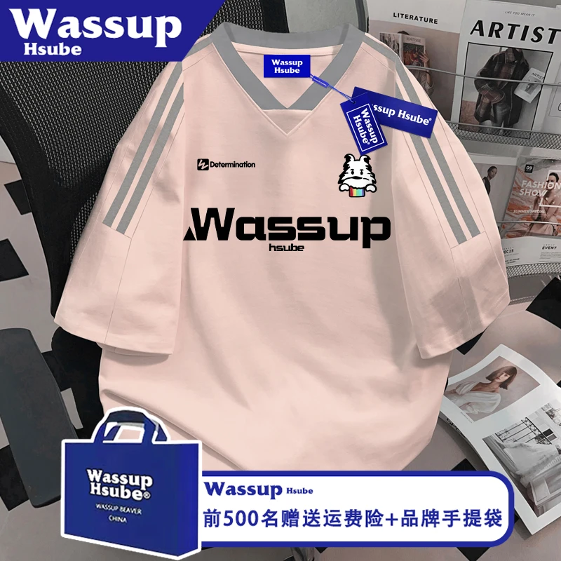 WASSUP HSUBE小众原创印花短袖ins美式设计纯棉半袖男女夏重磅T恤
