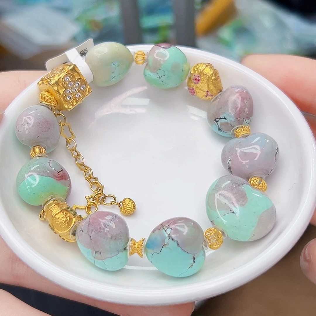 绿松石珠宝奇石18K金镶嵌