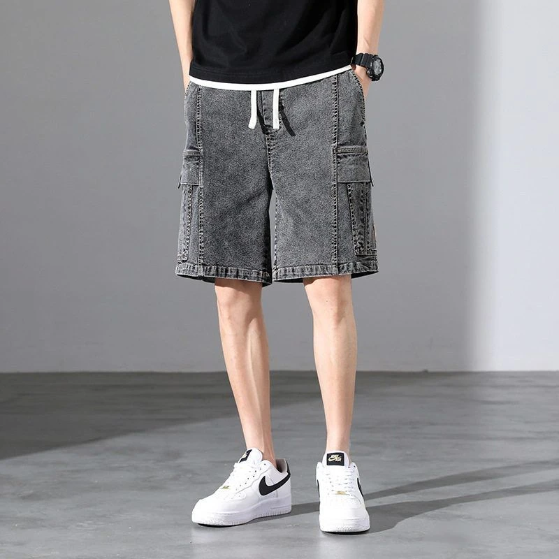 大码港风牛仔短裤直筒外穿夏季薄款ins透气轻薄休闲短裤短裤百搭