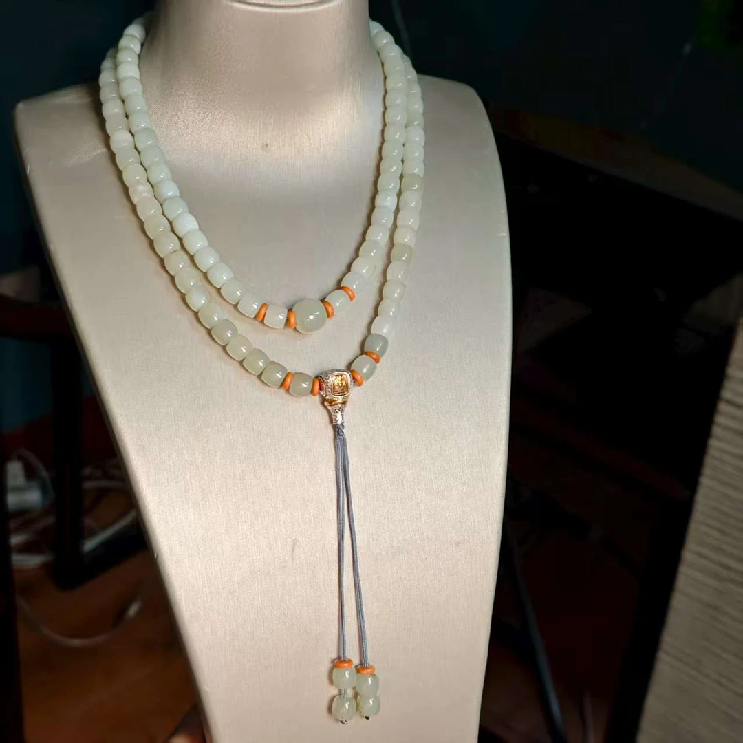 【德巧家】和田玉且末直切108多圈项链