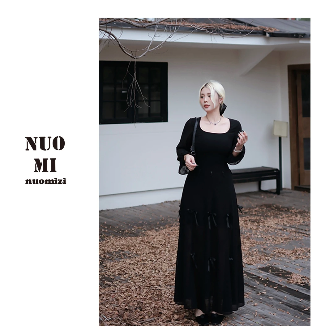 ZOZ糯米子[三折叠裙]法式网纱拼接设计感连衣裙蝴蝶结一裙三穿