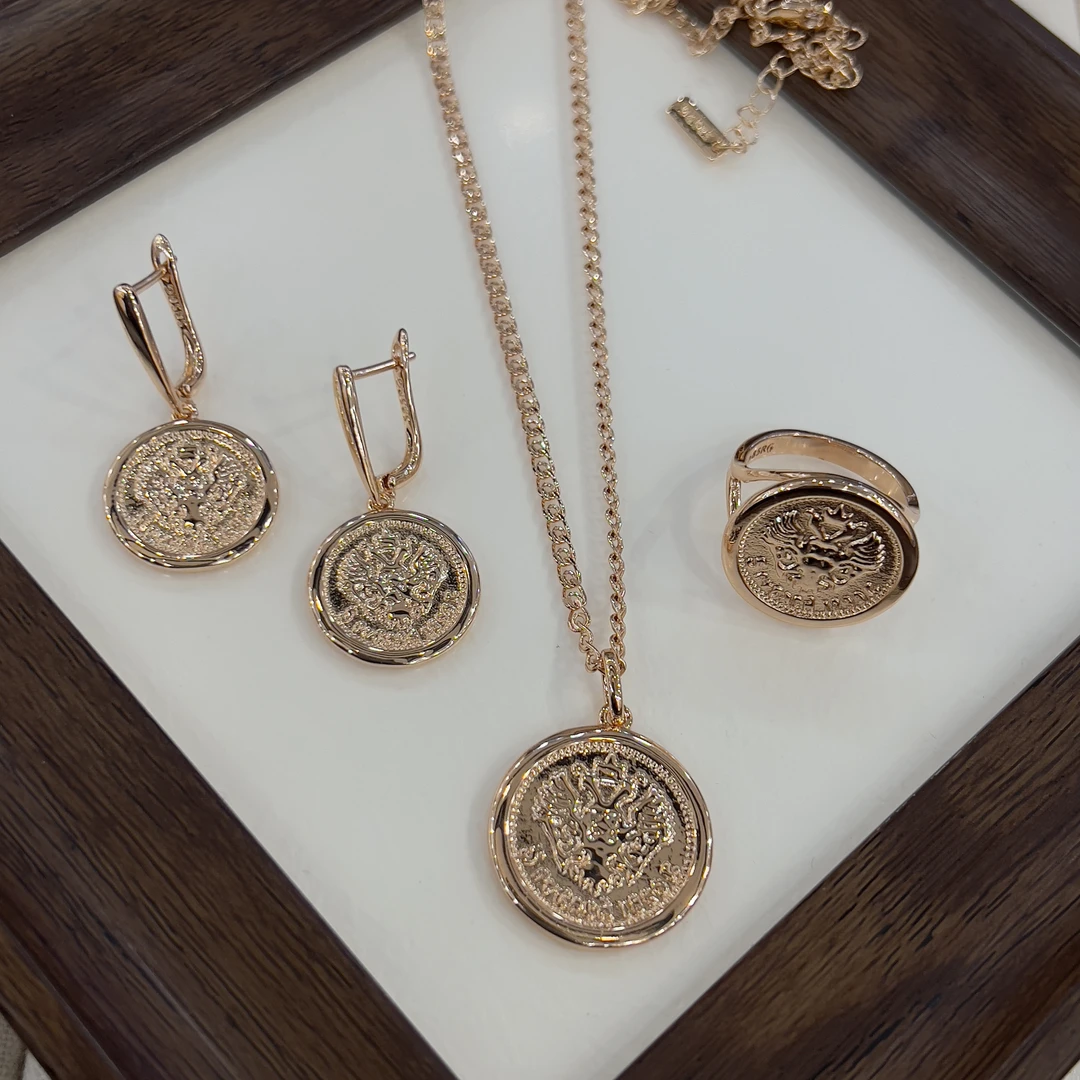 钛钢项链 伊帕尔阿依新款时尚百搭气质玫瑰金色套装 不掉色轻奢