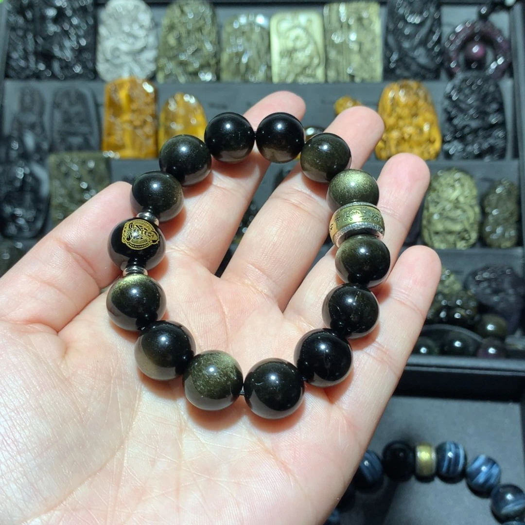 黑曜岩手串未镶嵌沂****）定制