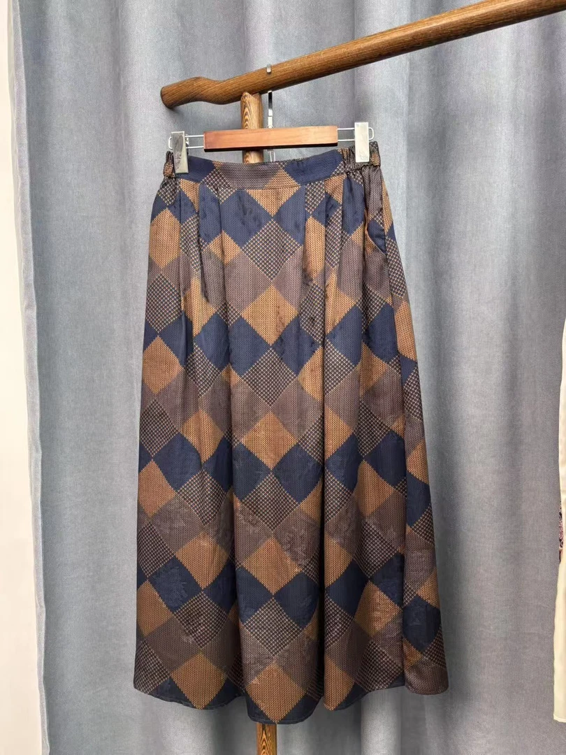 2025秋季新款中国风新中式桑蚕丝香云纱半身裙C045