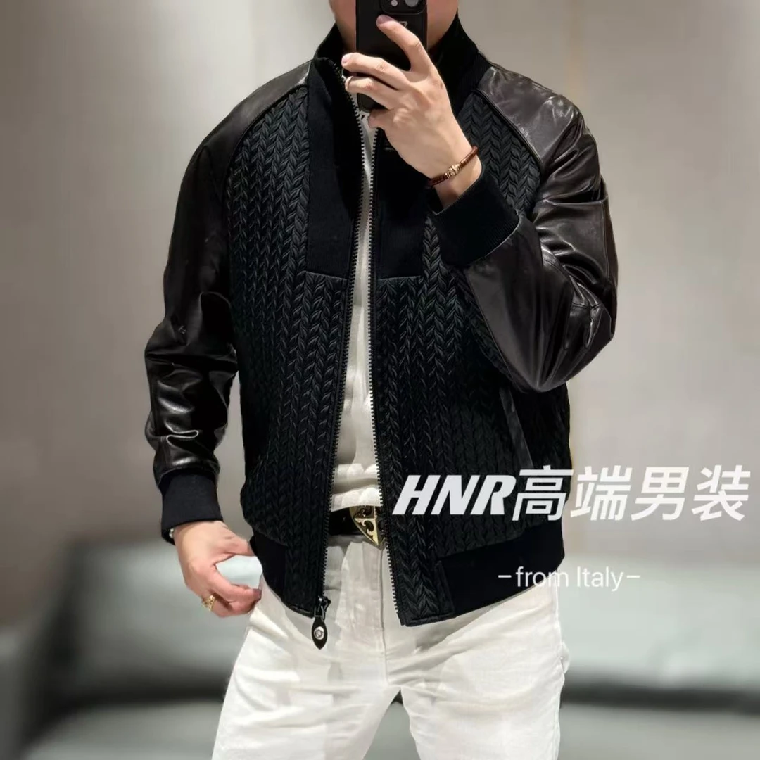 【乔治雷迪尼】编织工艺设计男士简约潮流百搭休闲夹克0016