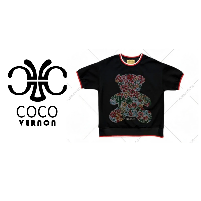 【VERNON COCO】Y30春夏满钻小熊休闲短袖T恤VN978