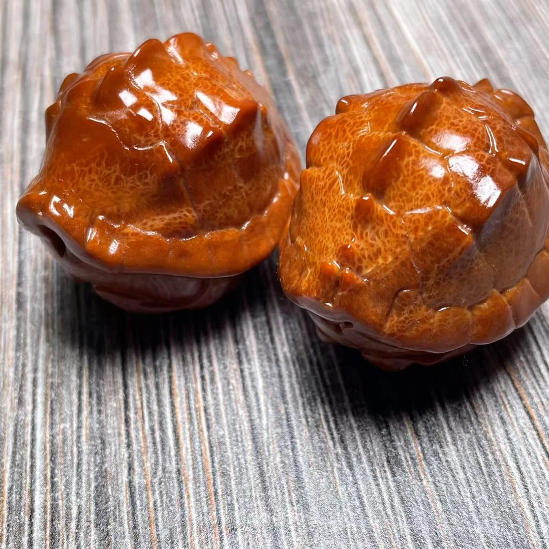 文玩好物天然印尼大橄榄核雕刻龙脊富甲一对306号（富甲天下橄榄核