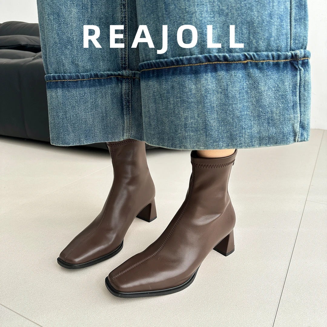 马丁靴女款2025新款法式网红粗跟高跟显瘦美拉德百搭弹力优雅短靴