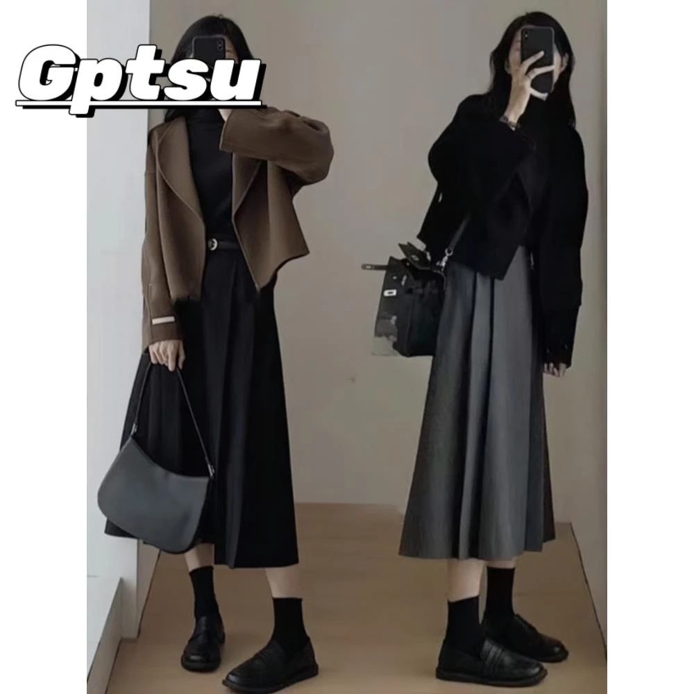 GPTSu美拉德套装春秋大码微胖mm显瘦高级感西装外套连衣裙两件套