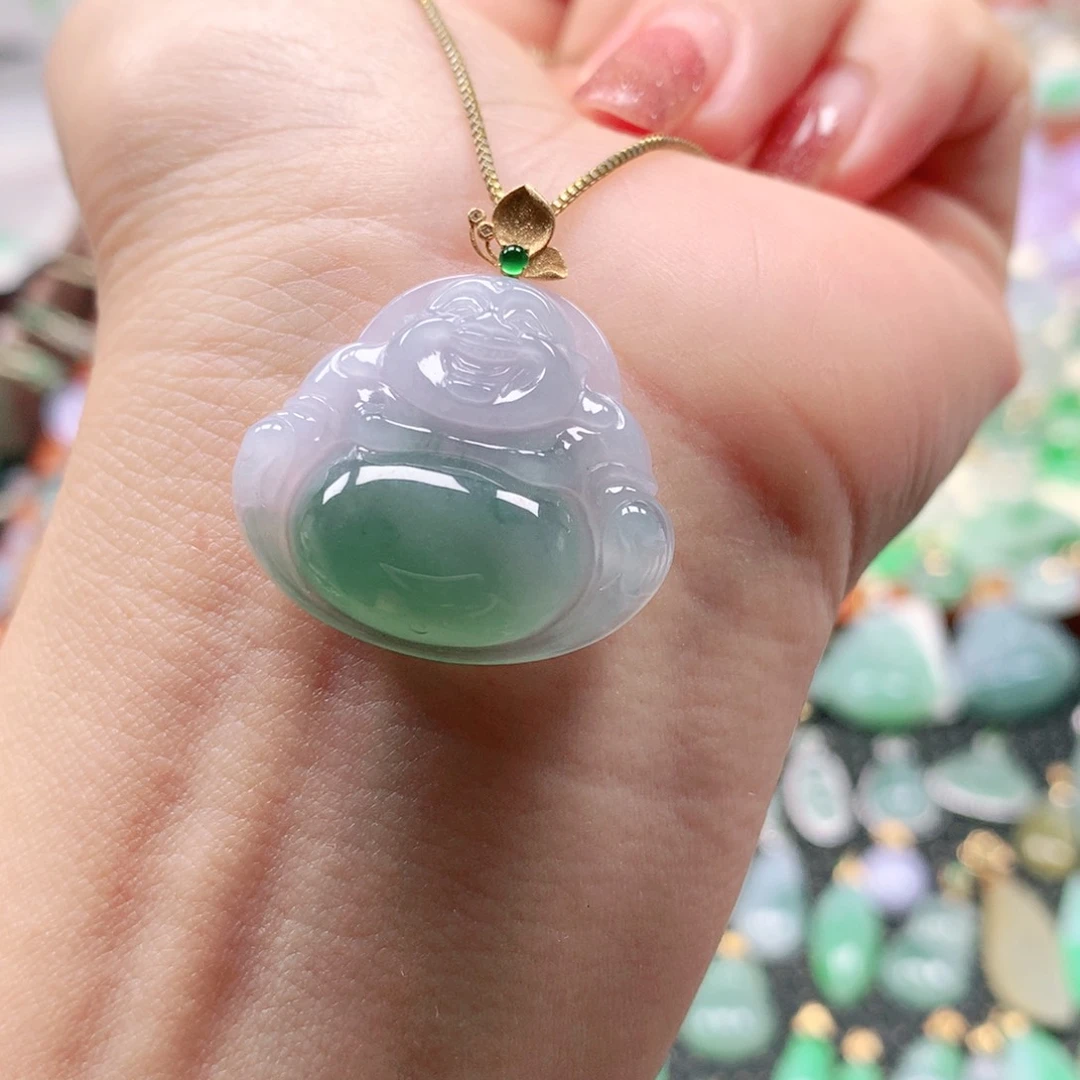 吊坠(不含链)18K金镶嵌翡翠