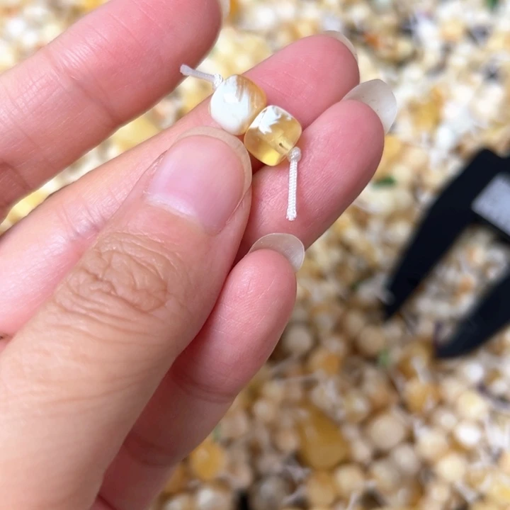 裸石蜜蜡未镶嵌7.5mm一对