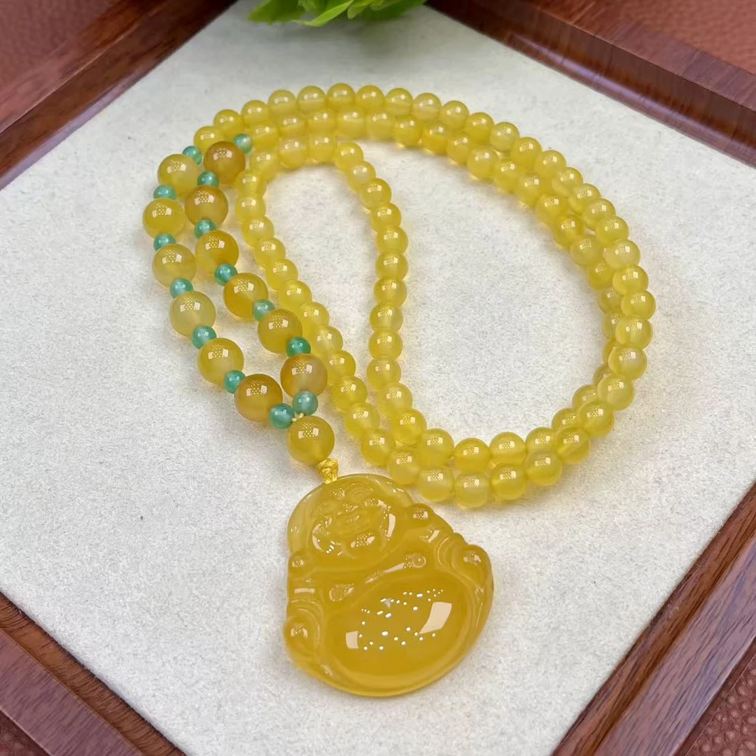 【佳思珠宝】天然玉石 时尚精美雕刻件佛公吊坠送项链 多样性发玛瑙