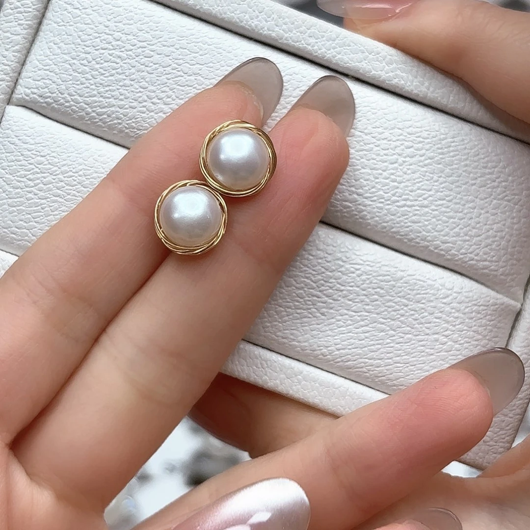 银S925镶嵌淡水珍珠耳饰