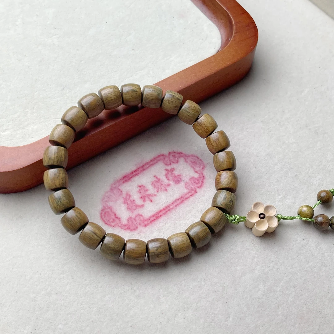 非金属木质手链 桶珠绿檀桃花单圈手串A031 dj